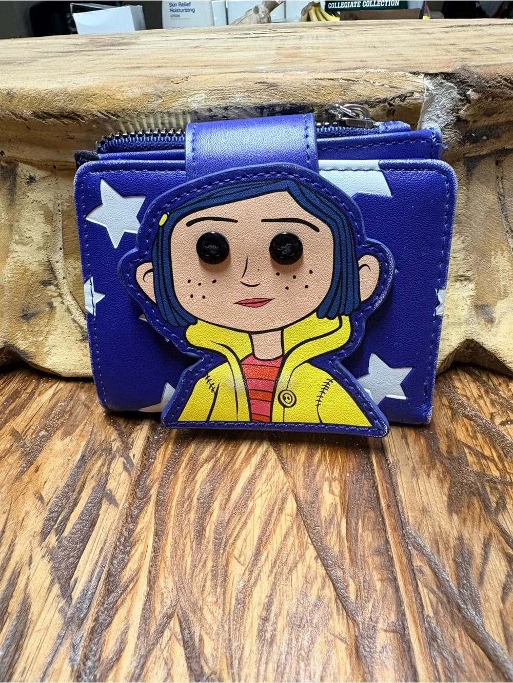Caroline Doll StarsCartoon Character Zip Trifold Wallet Yellow Accent 4.5”X3.25”